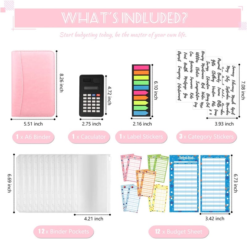 Nefeeko Budget Binder with Zipper Envelopes, Cash Envelopes for Budgeting, A6 PU Leather Budget Planner 2026 with Cash Envelopes Calculator, Bill Money Organizer for Cash Saving Budget System Wallet - Image 3